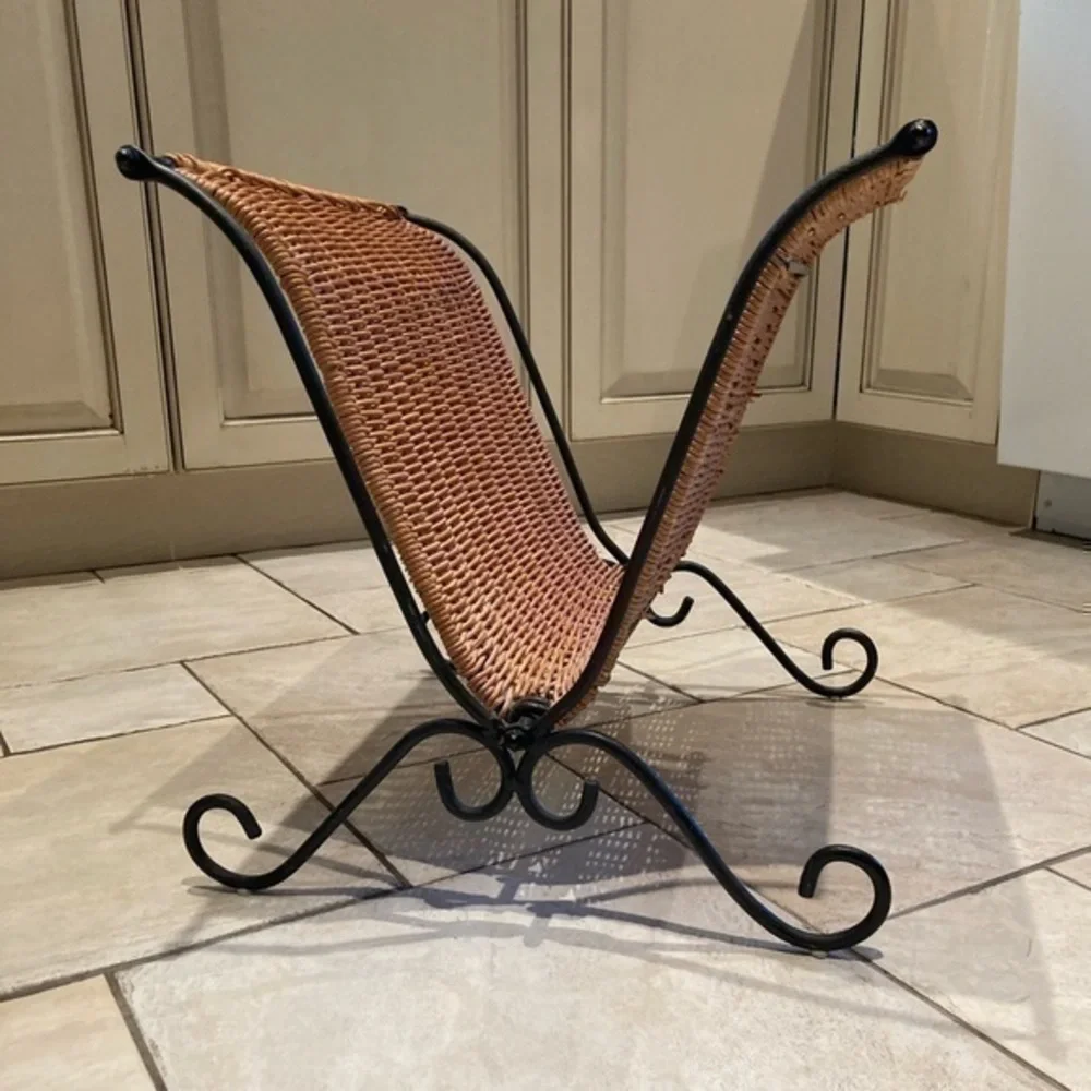 Metal and Rattan Magazine Rack - Picture 1 of 5